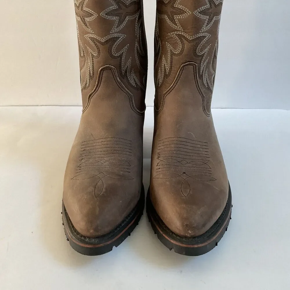 Double-H AG7 Work Western Cowboy Boots Brown Leather Sz 8D #1370